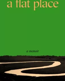 A book cover with a vivid green sky, and a dark foreground with a winding river